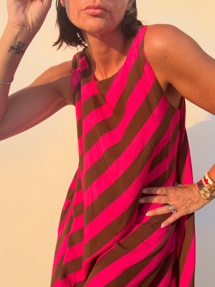 ABITO RIGONI FUCSIA/CIOCCO