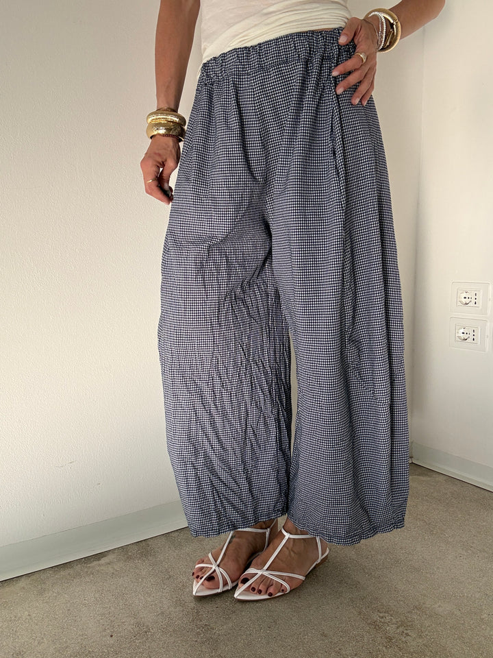 PANTALONE MARIANNA VICHY BLU