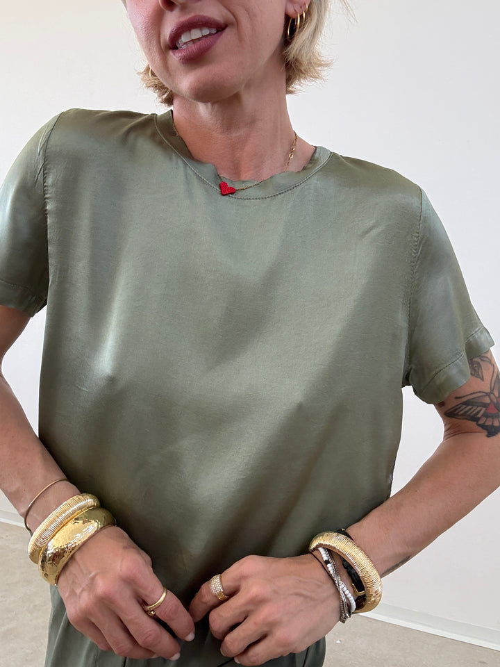 TSHIRT BETTA SATIN MILITARE