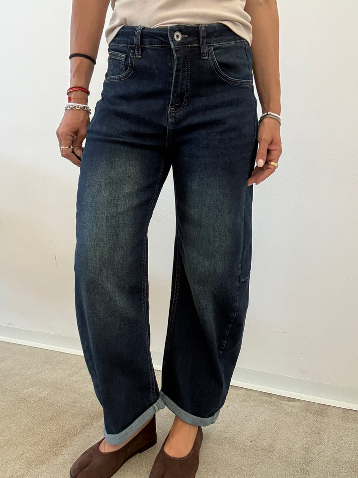 DENIM ANITA BARREL STONEWASH BLU SCURO