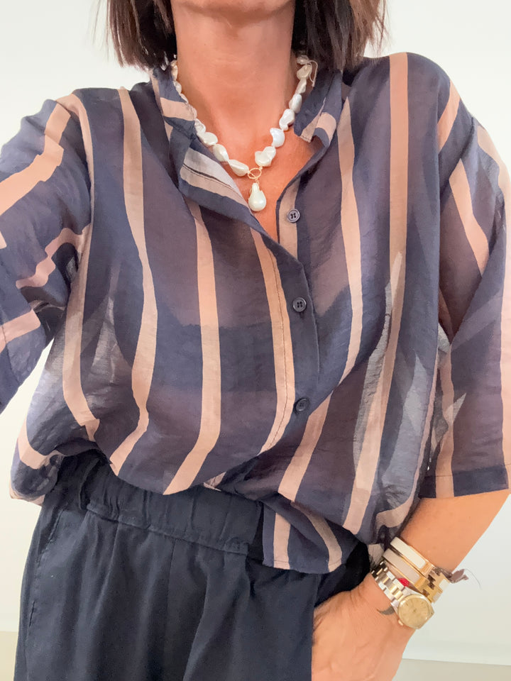 CAMICIA GIOVI RIGA BLU/BEIGE