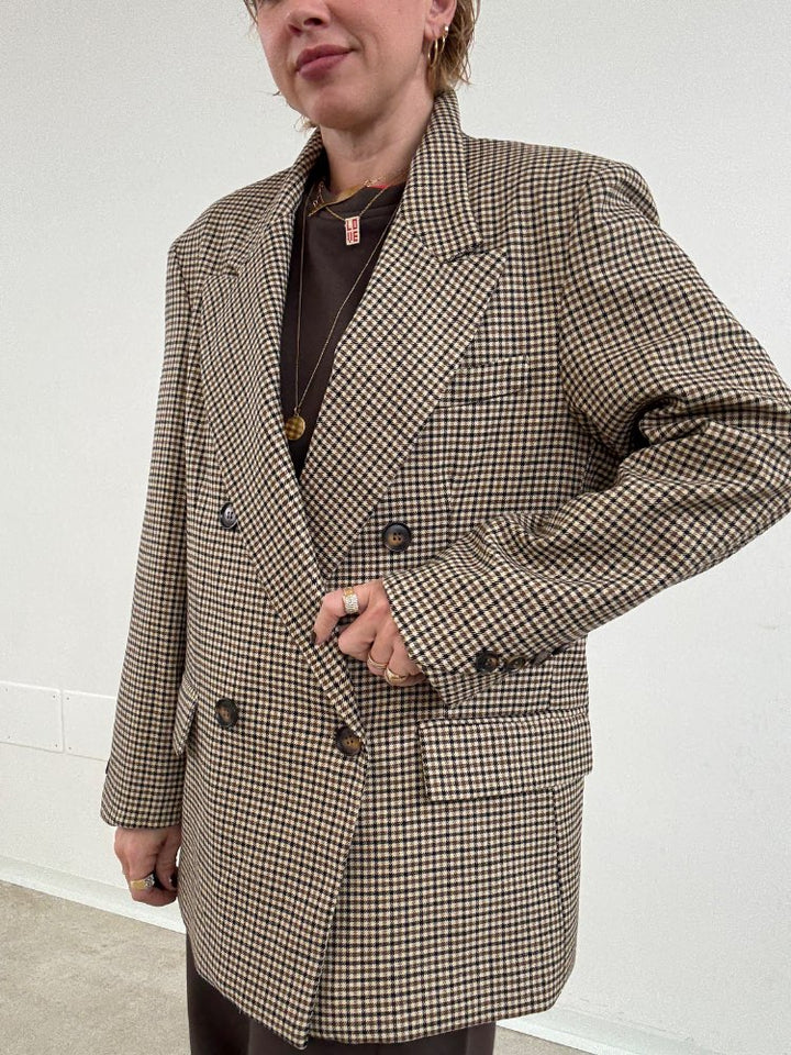 GIACCA DOPPIOPETTO MINICHECK BEIGE