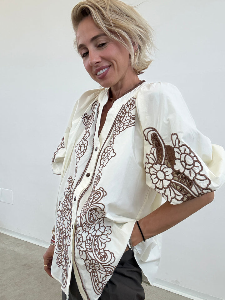 CAMICIA LUISA RICAMO AVORIO