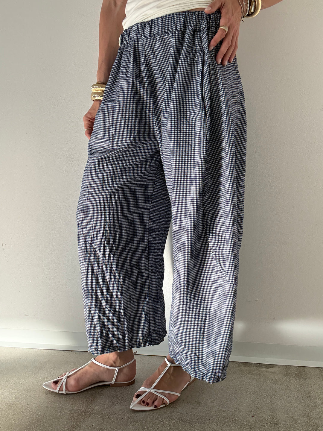 PANTALONE MARIANNA VICHY BLU