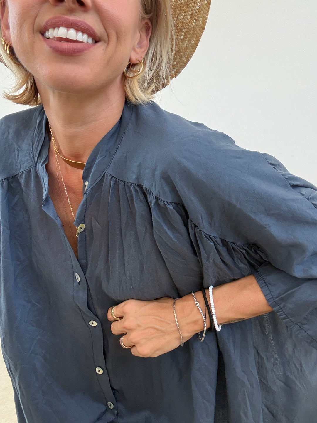 CAMICIA SCATOLA ORGANZA BLU