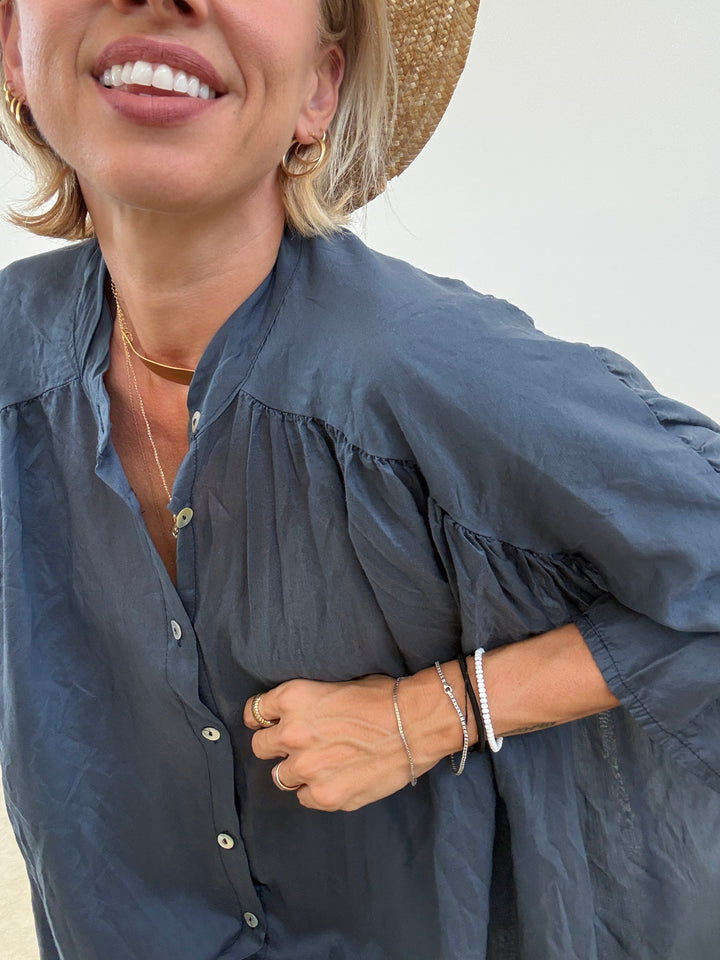 CAMICIA SCATOLA ORGANZA BLU