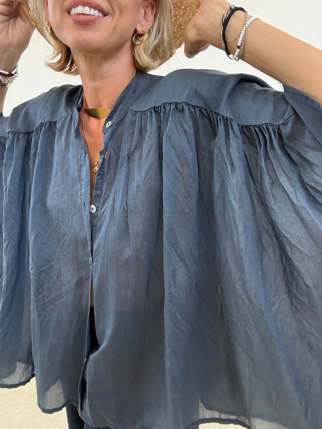 CAMICIA SCATOLA ORGANZA BLU