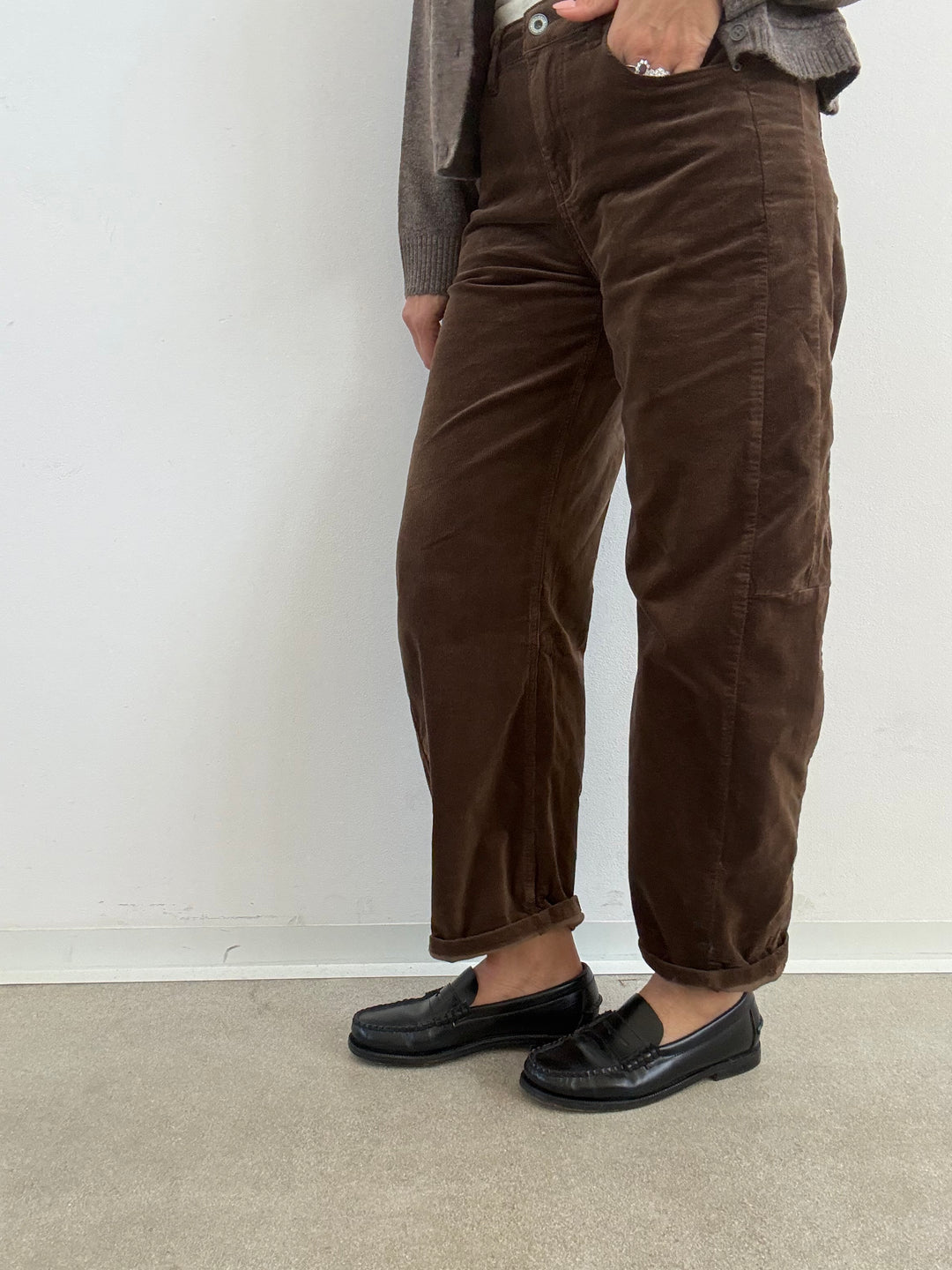 DENIM ANITA BARREL VELLUTO MILLERIGHE CACAO