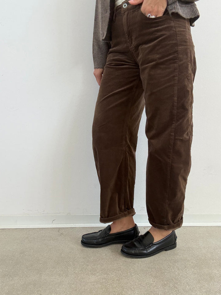 DENIM ANITA BARREL VELLUTO MILLERIGHE CACAO