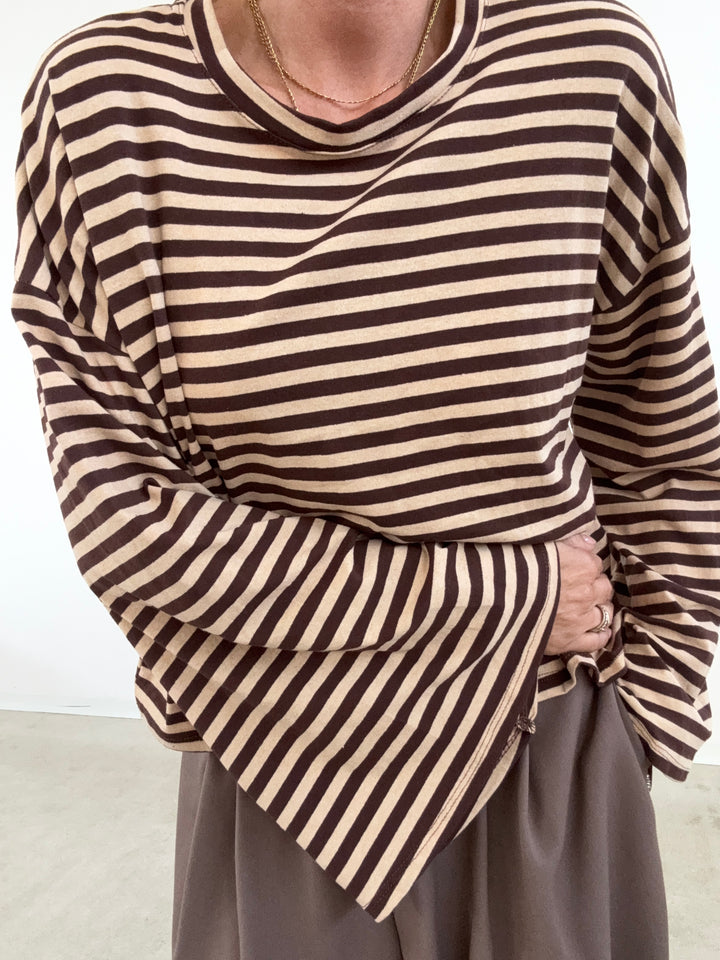 TSHIRT CAMILLA RIGHE MORO/CREMA