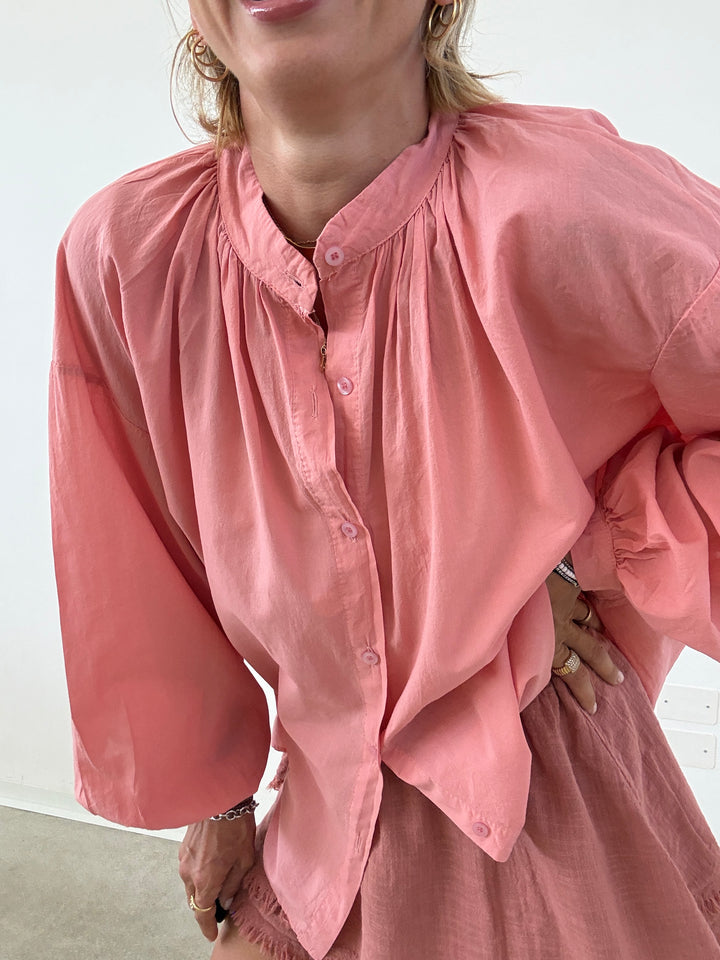 CAMICIA MUSSOLA ROSA CONFETTO