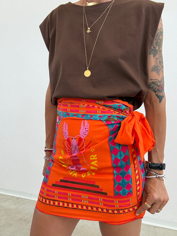 MINIGONNA PAREO LOBSTER ARANCIO