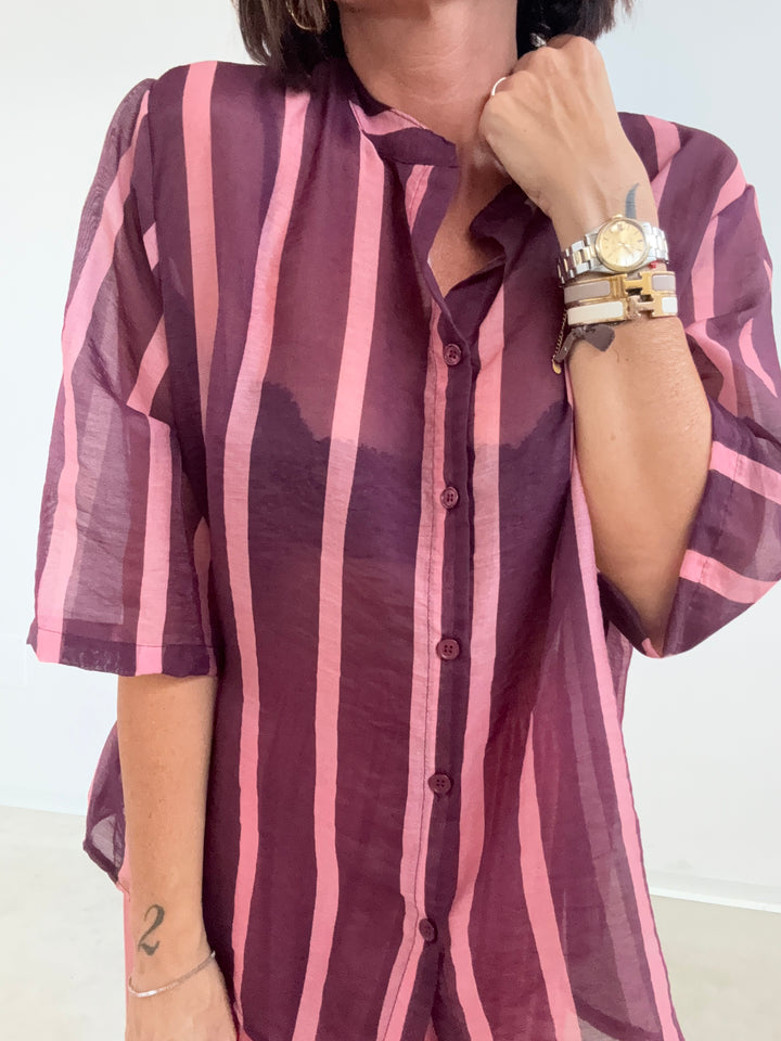 CAMICIA GIOVI RIGA MELANZANA/ROSA