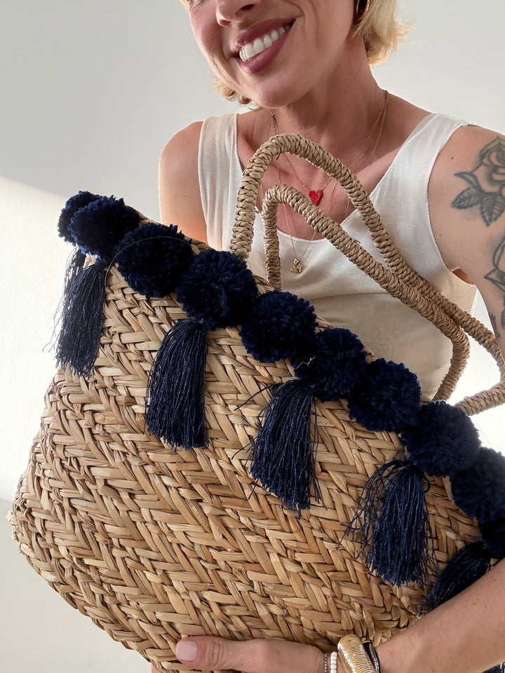 BORSA POSITANO PAGLIA BLU