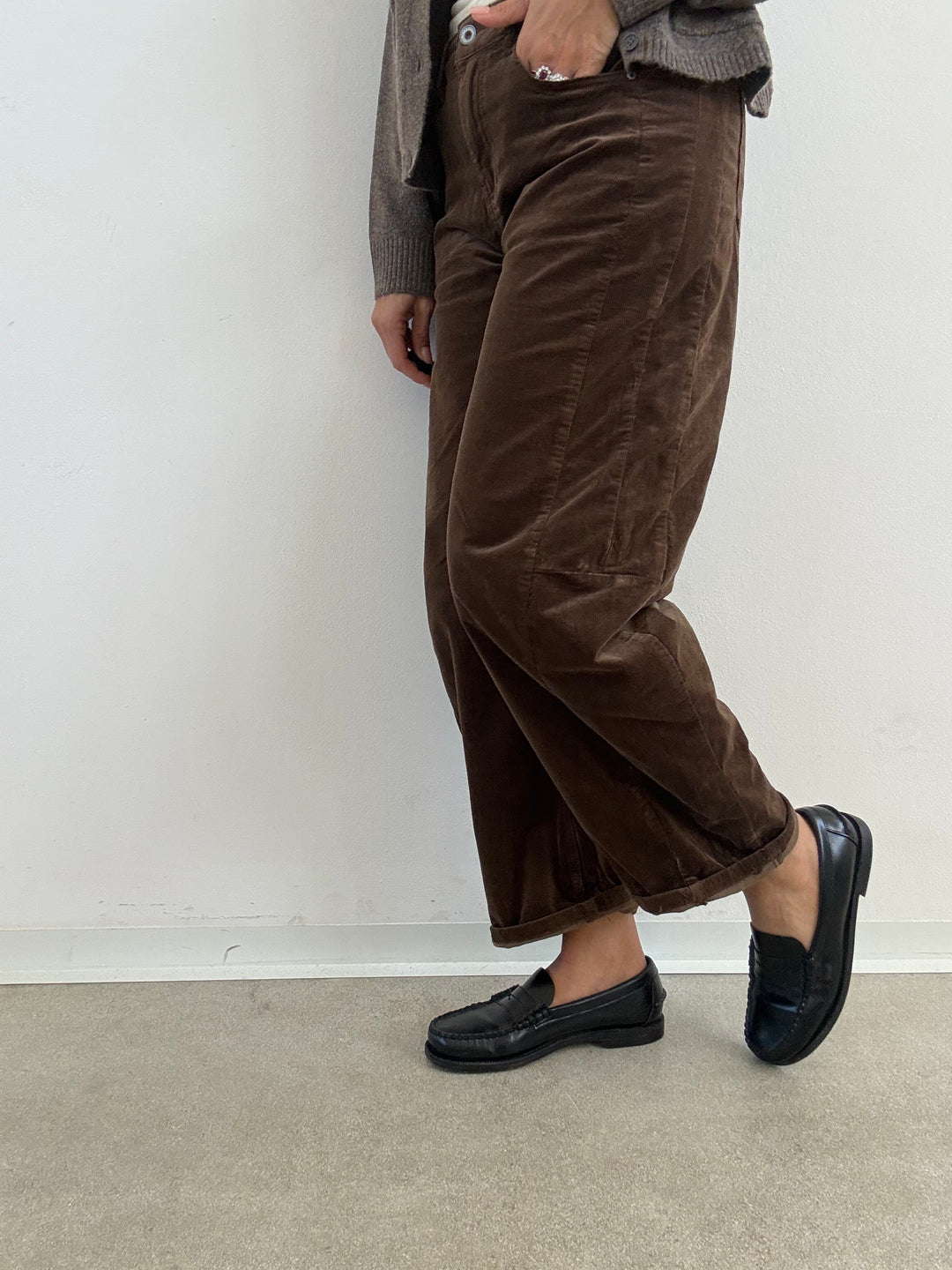DENIM ANITA BARREL VELLUTO MILLERIGHE CACAO