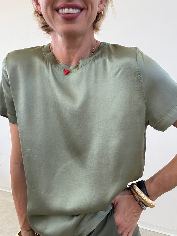 TSHIRT BETTA SATIN MILITARE