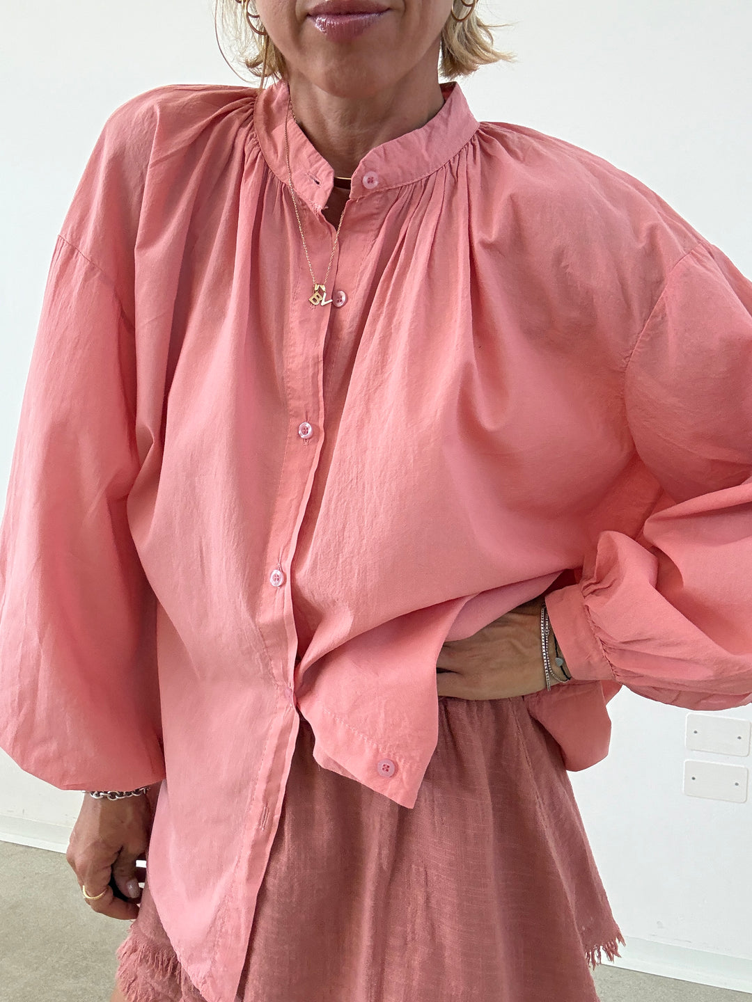 CAMICIA MUSSOLA ROSA CONFETTO