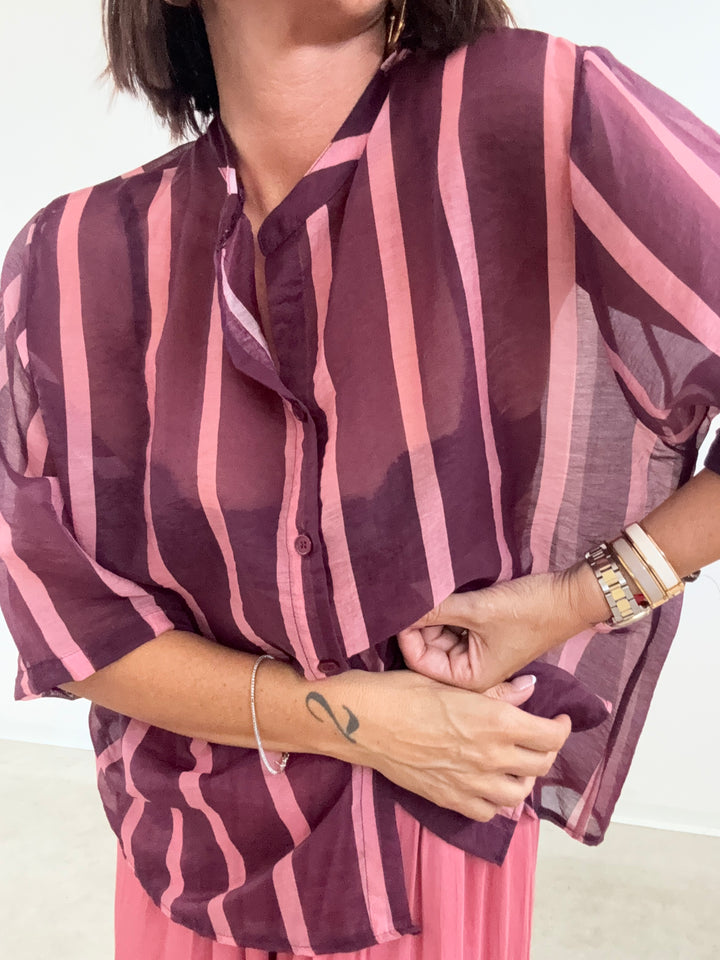 CAMICIA GIOVI RIGA MELANZANA/ROSA
