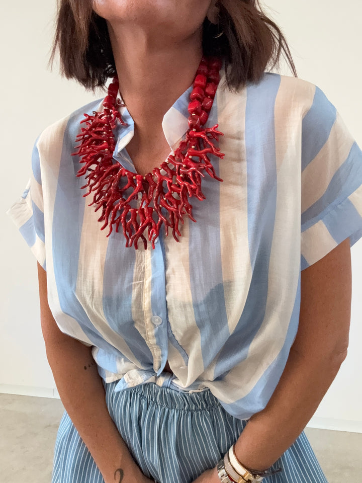 CAMICIA GIROMANICA RIGHE CIELO/BIANCO
