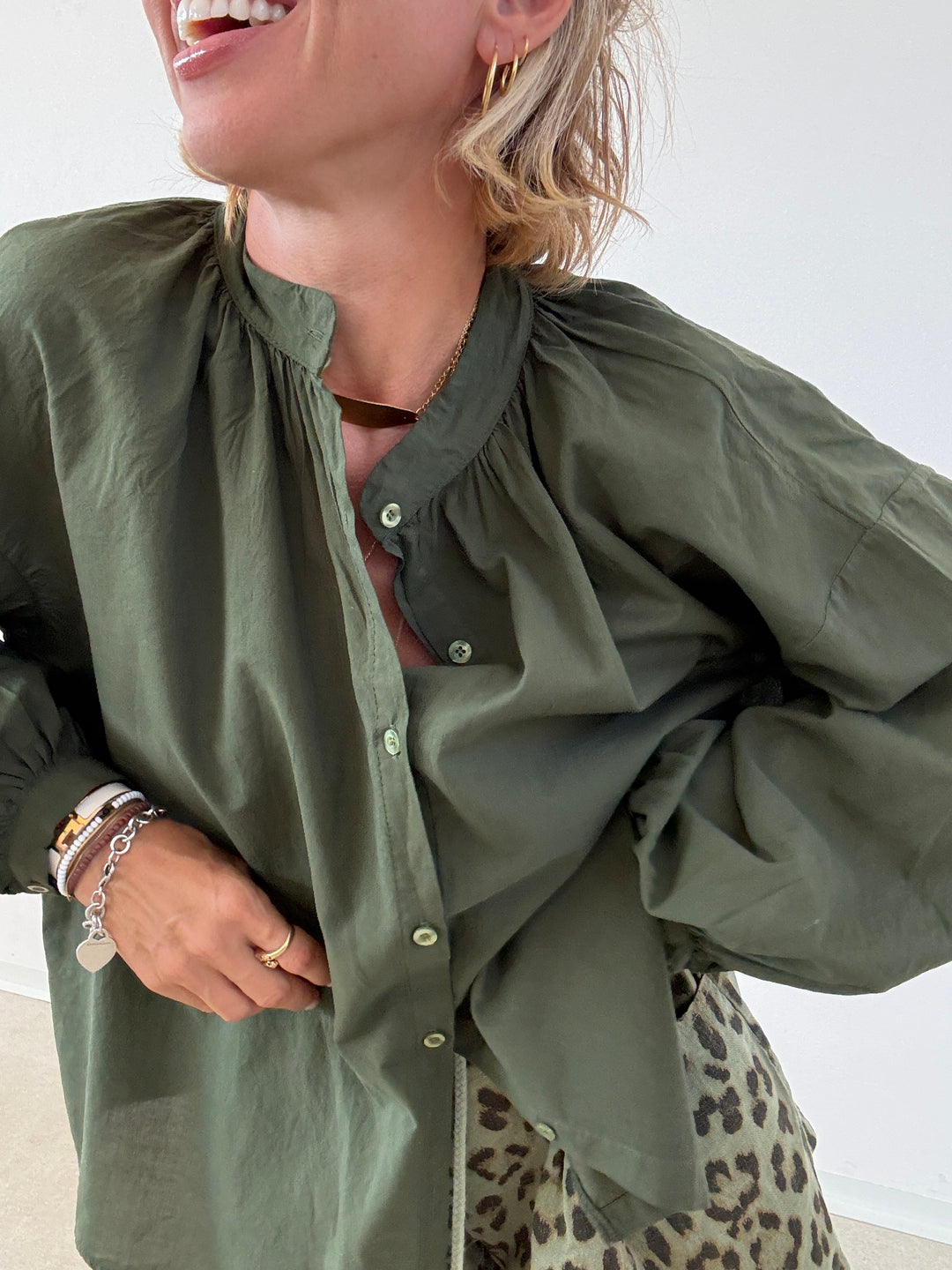 CAMICIA MUSSOLA VERDE SCURO