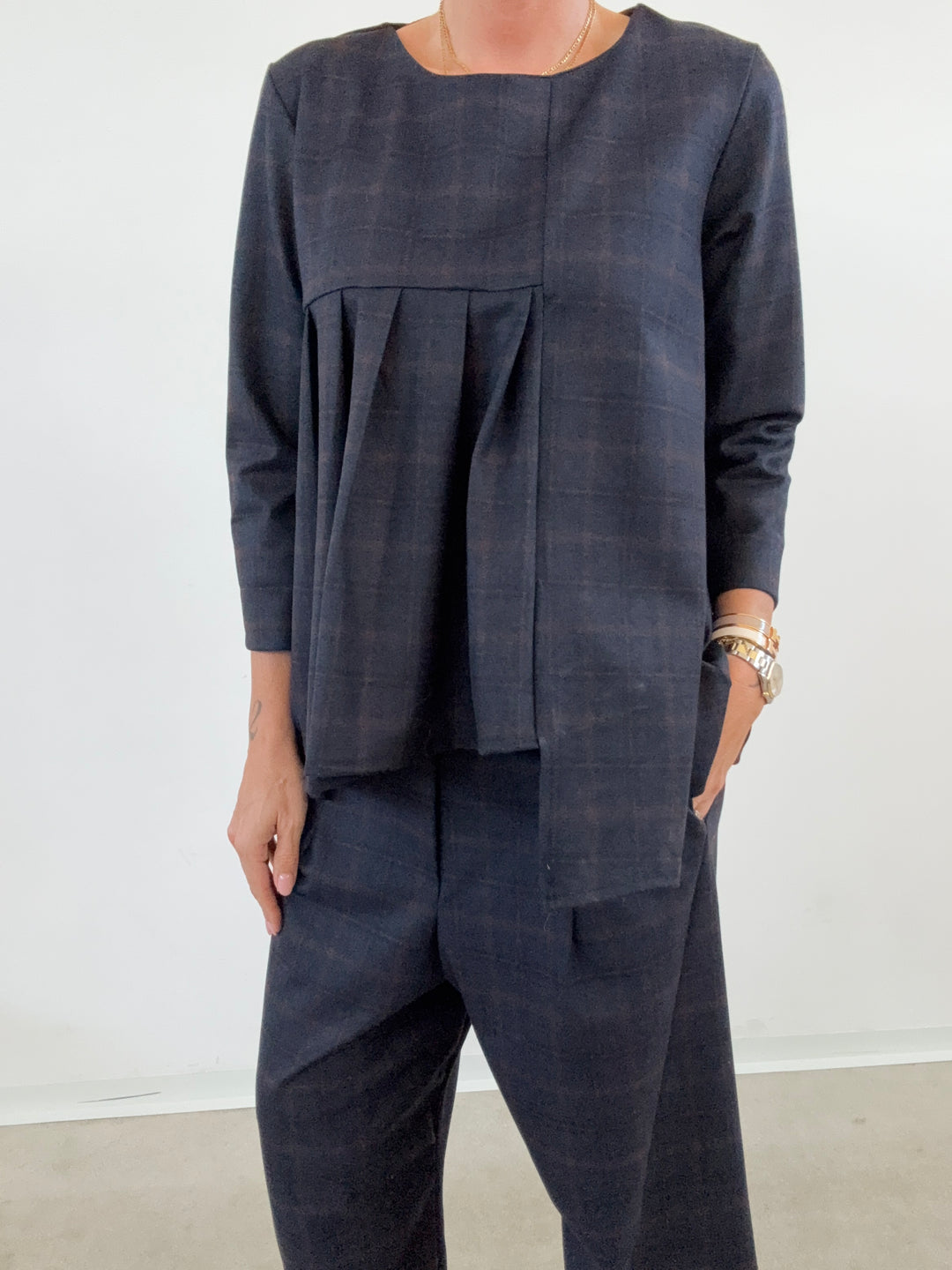 SET LORELLA CHECK BLU NOTTE