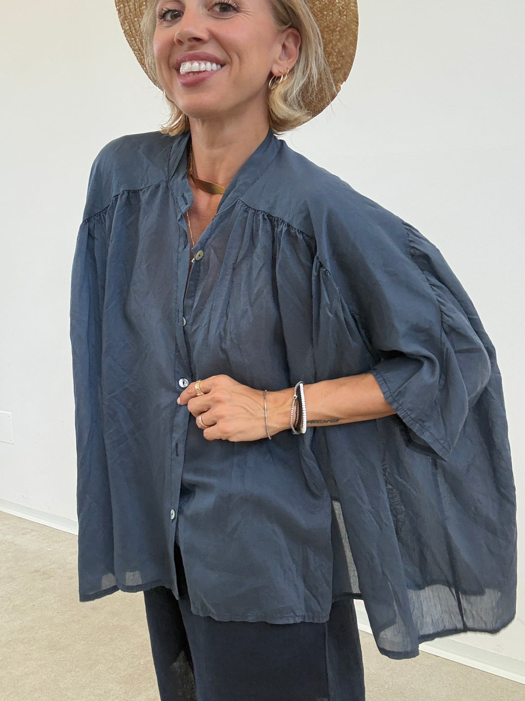 CAMICIA SCATOLA ORGANZA BLU