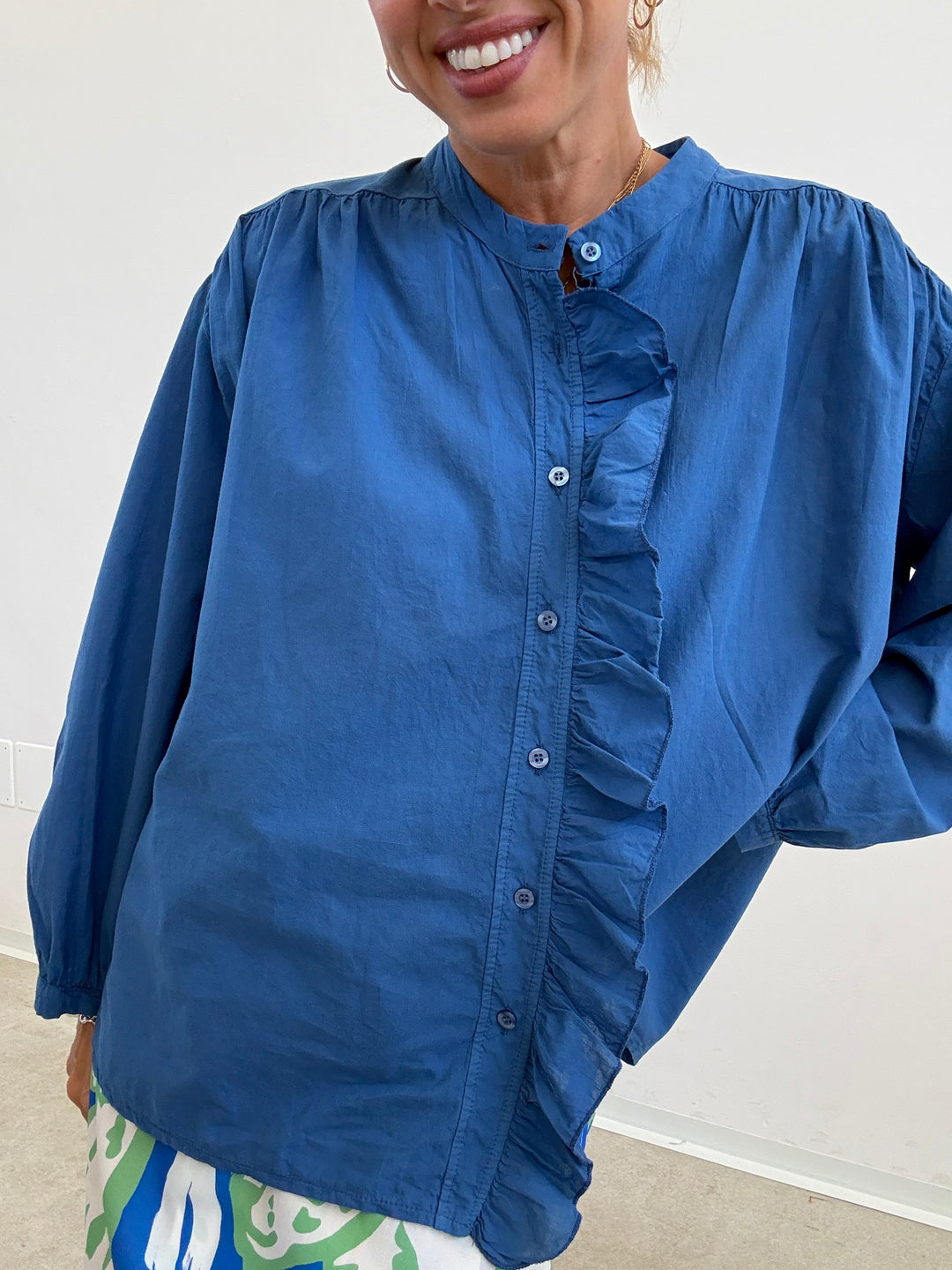 CAMICIA MUSSOLA BLUETTE ROUCHES