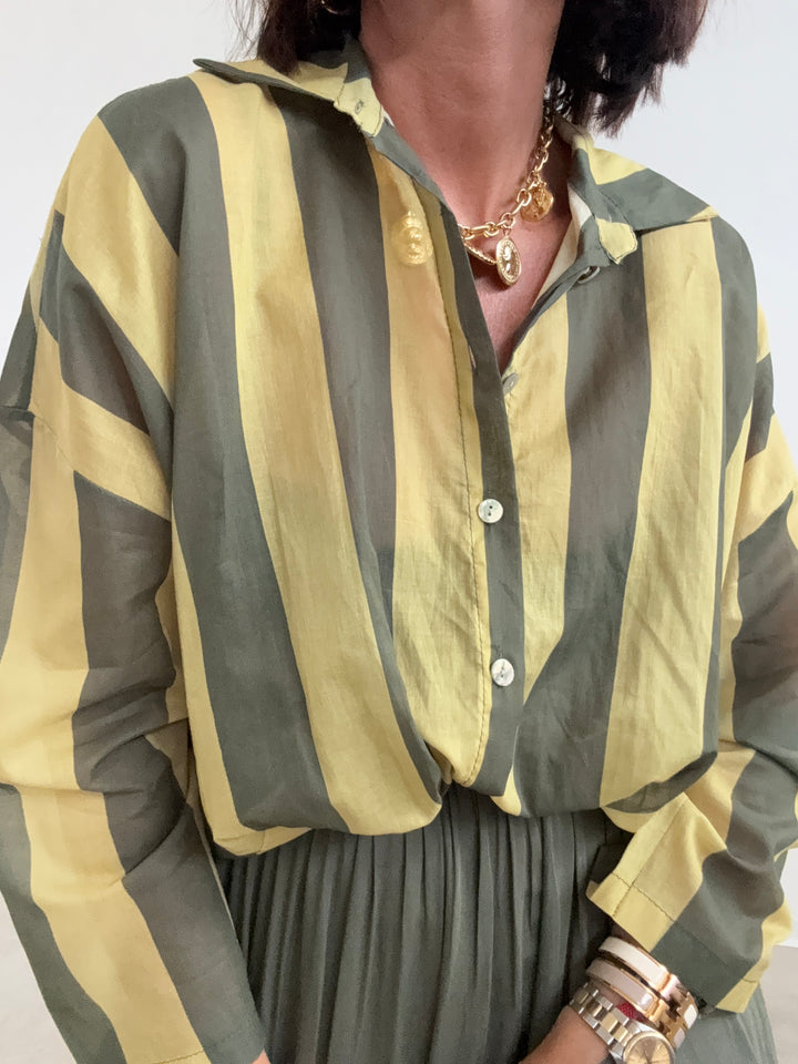 CAMICIA COLLETTO RIGA MELA/VERDE MILI