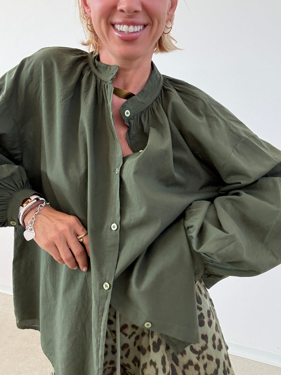 CAMICIA MUSSOLA VERDE SCURO