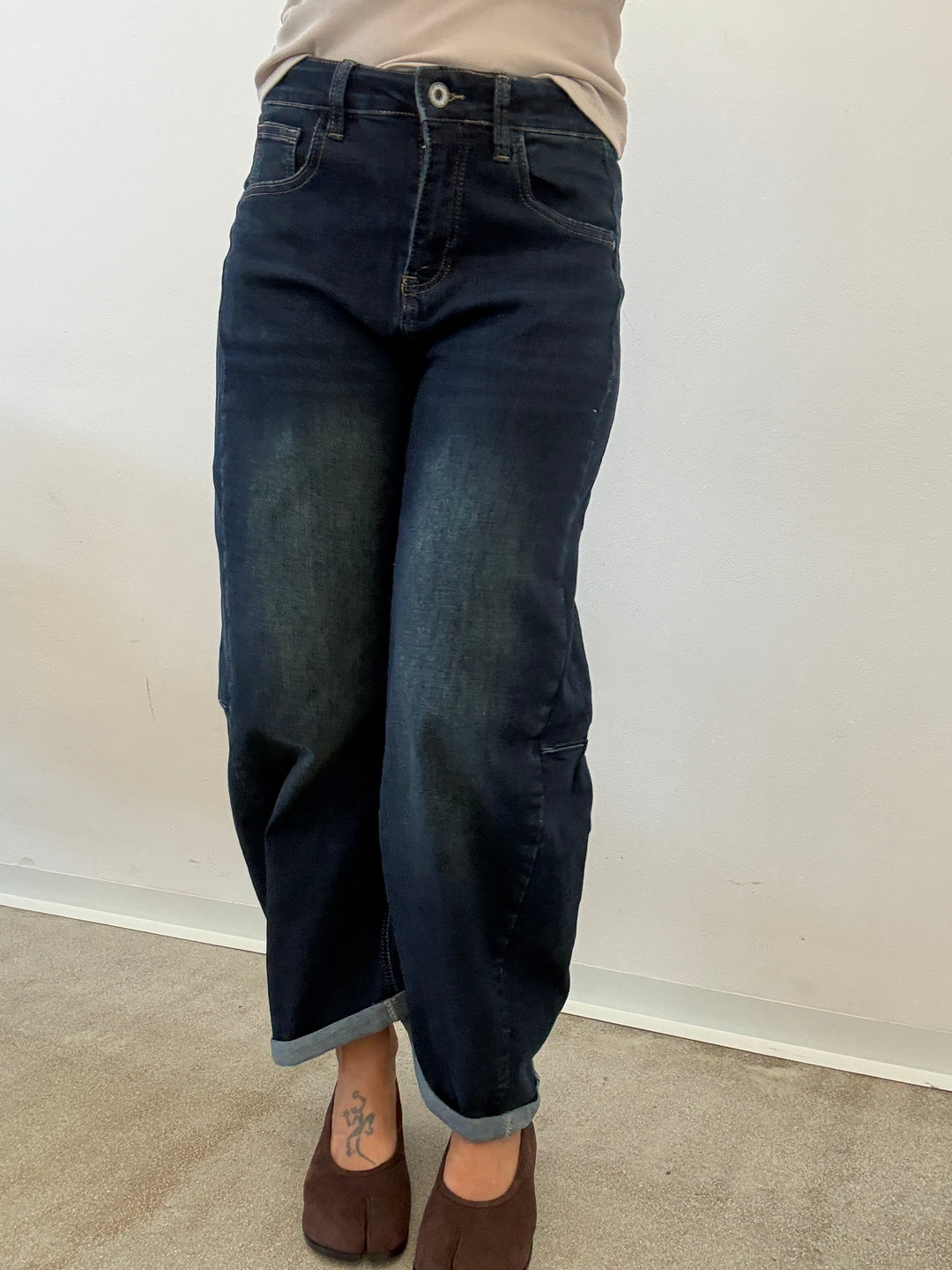 DENIM ANITA BARREL STONEWASH BLU SCURO