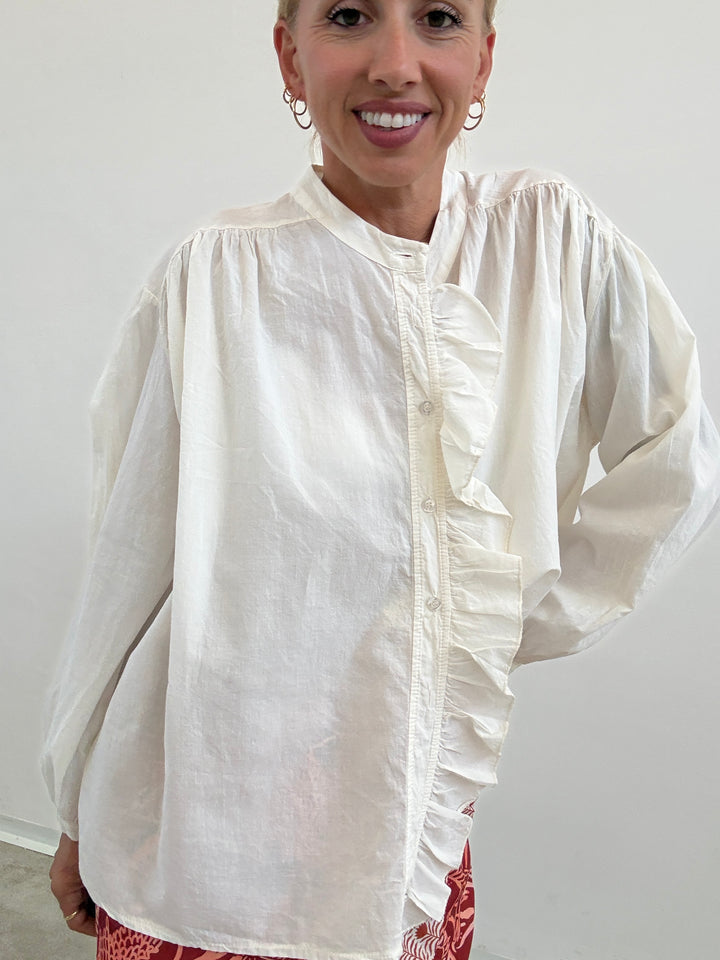 CAMICIA MUSSOLA LATTE ROUCHES