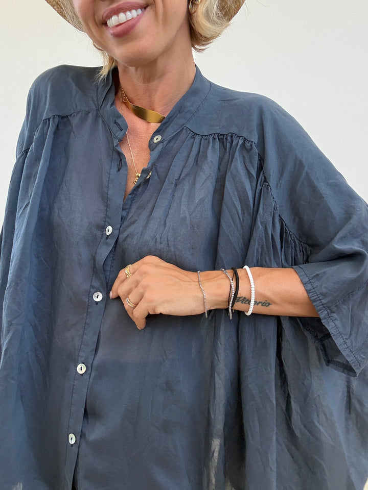 CAMICIA SCATOLA ORGANZA BLU