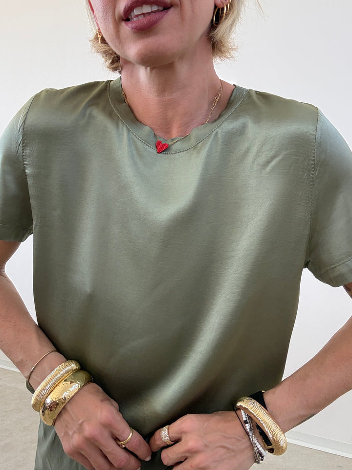 TSHIRT BETTA SATIN MILITARE