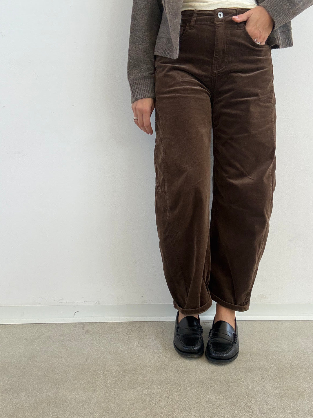 DENIM ANITA BARREL VELLUTO MILLERIGHE CACAO