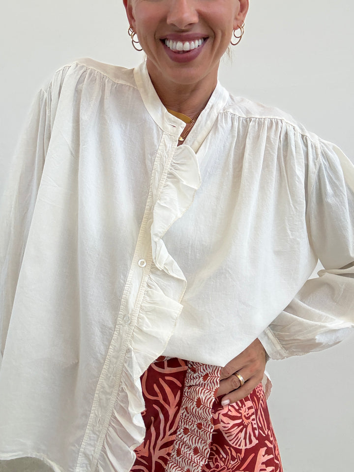 CAMICIA MUSSOLA LATTE ROUCHES