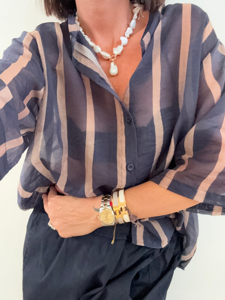 CAMICIA GIOVI RIGA BLU/BEIGE