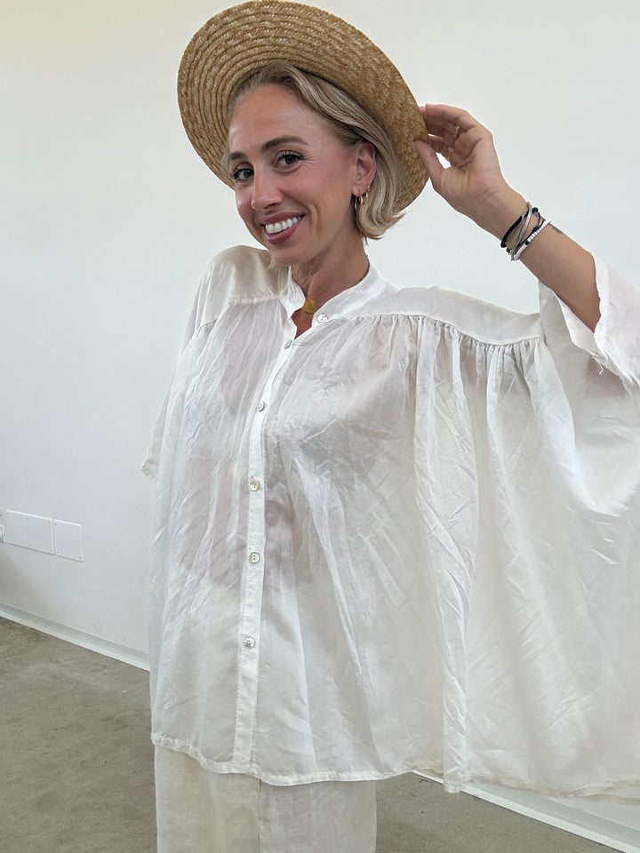 CAMICIA SCATOLA ORGANZA AVORIO