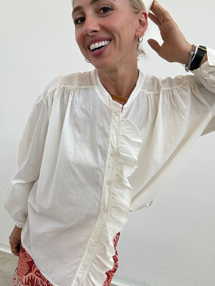 CAMICIA MUSSOLA LATTE ROUCHES