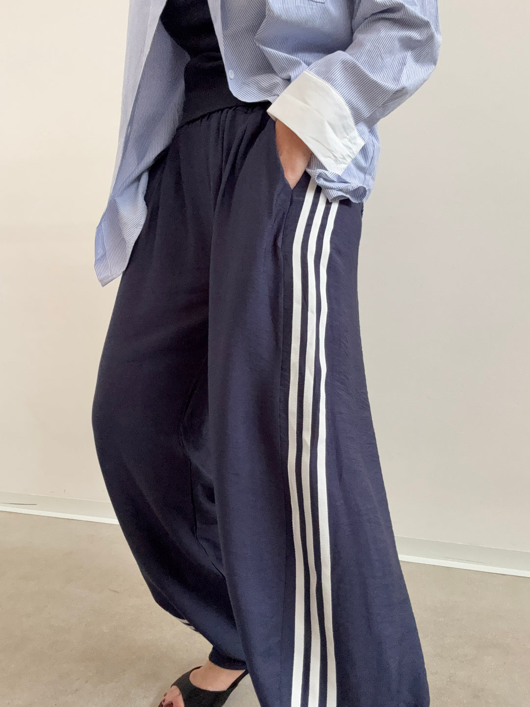 PANTA AISHA VISCOSA BLU/BIANCO