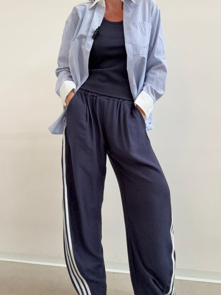 PANTA AISHA VISCOSA BLU/BIANCO