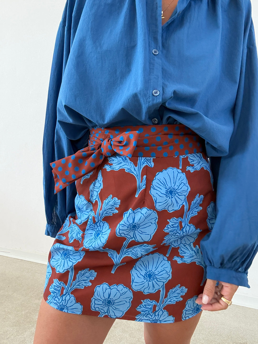 MINIGONNA PAREO POIS FIORI CIOCCO