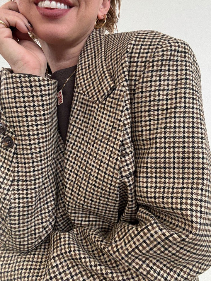 GIACCA DOPPIOPETTO MINICHECK BEIGE