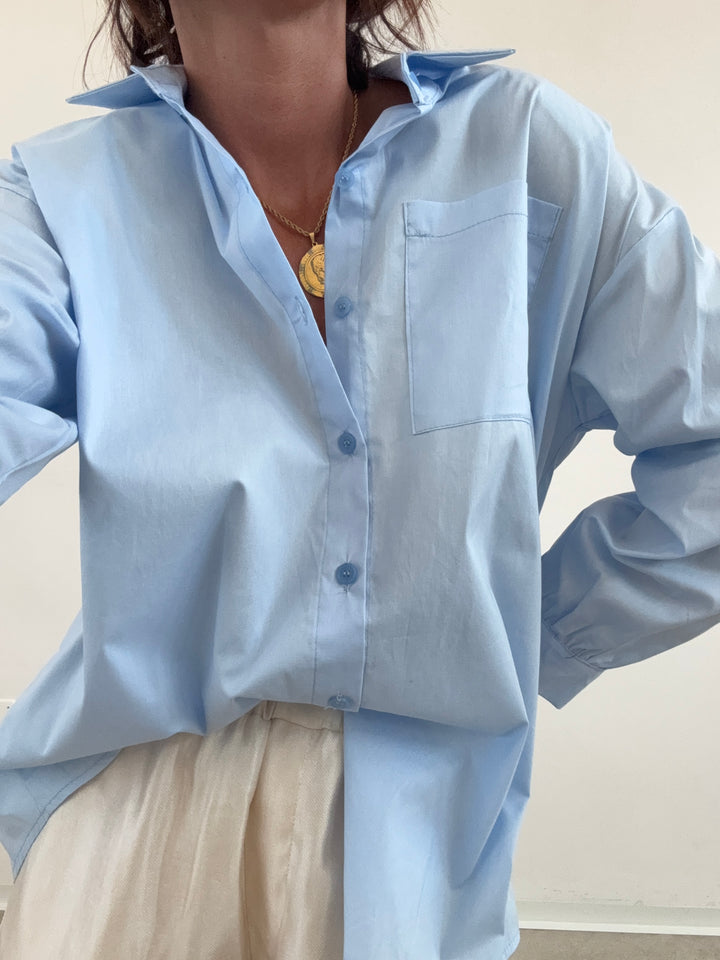 CAMICIA SPALLINE CELESTE