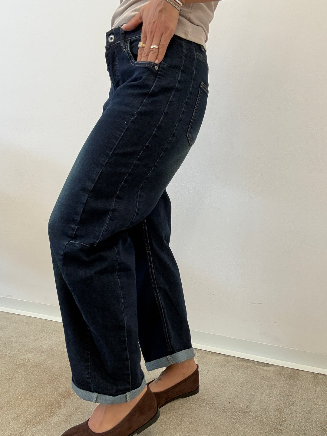 DENIM ANITA BARREL STONEWASH BLU SCURO