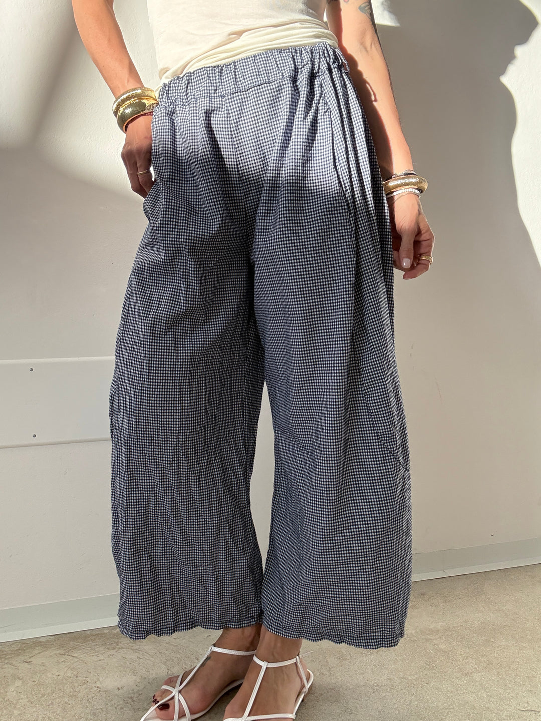PANTALONE MARIANNA VICHY BLU