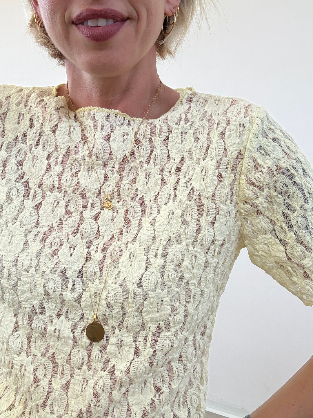 TSHIRT CRISTINA M/CORTA PIZZO LEMON