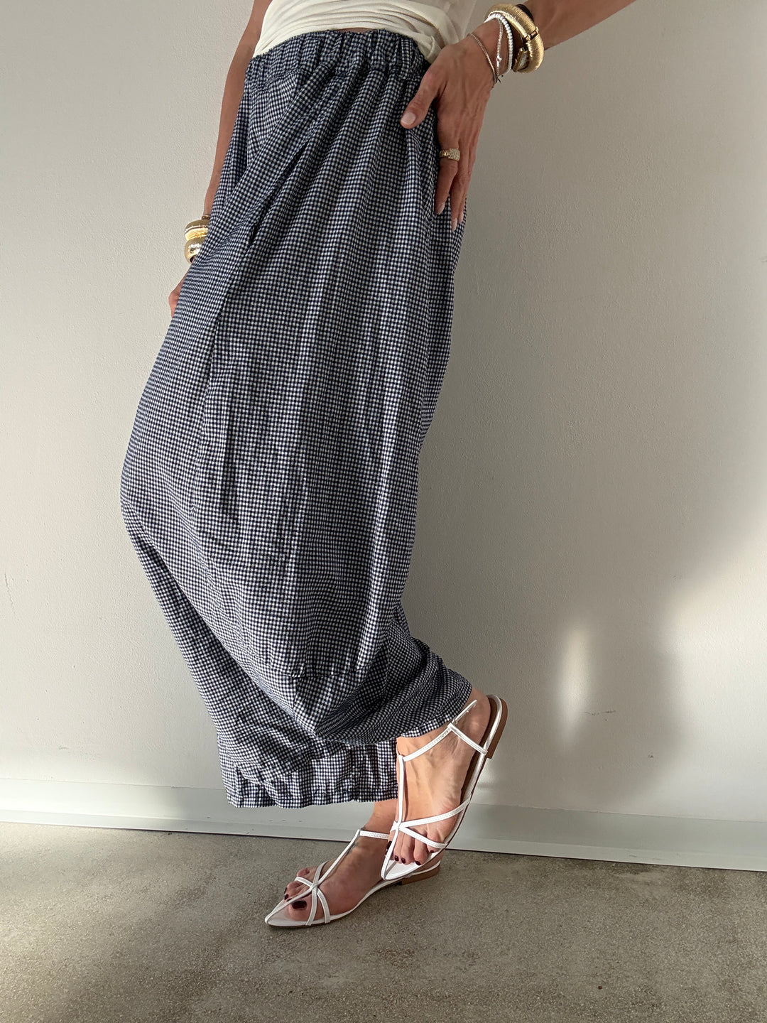 PANTALONE MARIANNA VICHY BLU