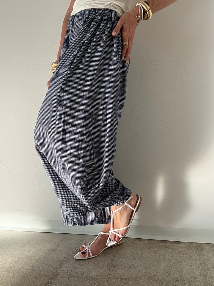 PANTALONE MARIANNA VICHY BLU
