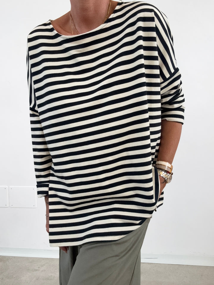 TSHIRT RIGA OVER NERO/PANNA