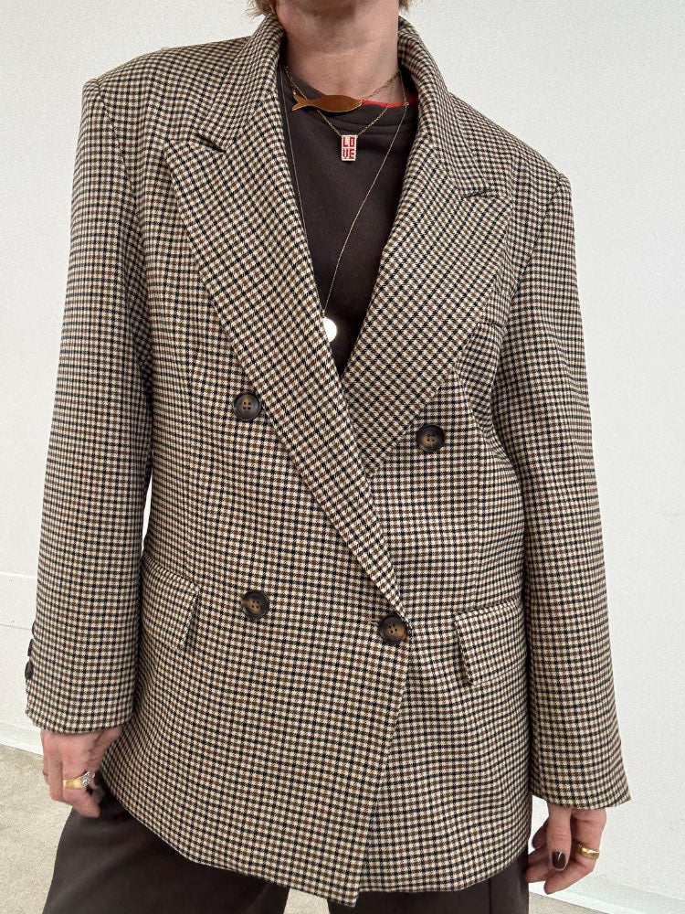 GIACCA DOPPIOPETTO MINICHECK BEIGE